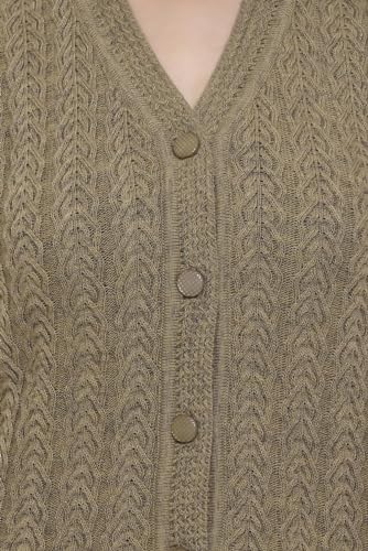 Image of aarbee Self Design Sleeveless V Neck Woollen Cardigan for Women with Front Pockets