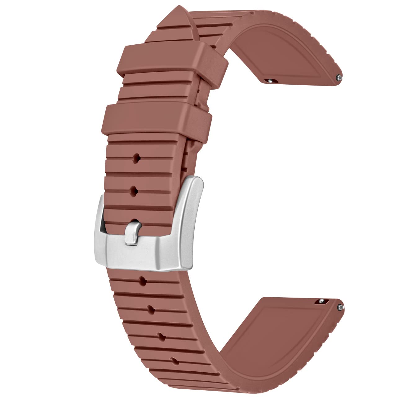 SINAIKE High Density Quality FKM Fluororubber Rubber 20mm Watch Bands Strap Brushed Stainless Steel Buckle Quick Release Watch Bracelet for Men Women Brown
