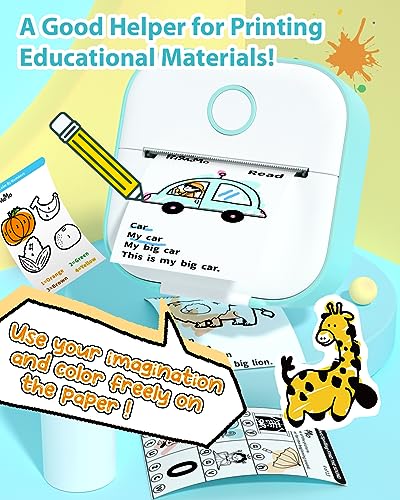 Image of Phomemo Mini Sticker Printer- Sticker Maker Machine T02, Print Pods Mini Thermal Printer Bluetooth Pocket Label Maker Inkless for DIY Printing, Study Notes, Photos, Memos, Kids /Students Green