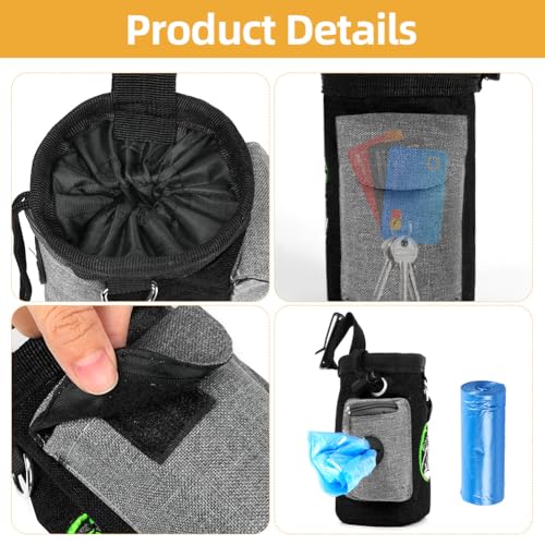 Adiwo Leckerlitasche für Hunde, Hunde Leckerlibeutel und Training-Clicker, wasserdichte Freihändige Hundeleckerlitasche mit Kotbeutelspender Mehreren Taschen,Gürteltasche für Hundespaziergang,Schwarz