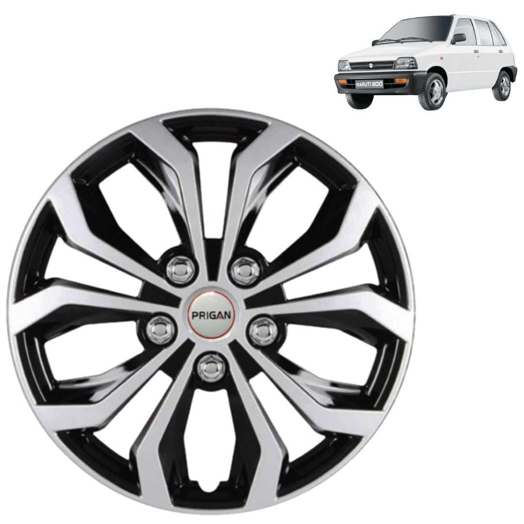 PRIGAN Maruti 800 Black Silver Wheel Cover 12" for -Maruti 800 (Set of 4 Pcs) (Press Fitting) Model- Vision_DC_12-image-24