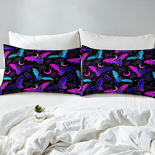 Homemissing Bat Duvet Cover Set Halloween Trippy Bedding Set for Kids Boys Girls Butterfly Comforter Cover Set Microfiber Colorful Bedspread Cover Bedroom Bedclothes Single - Image 4