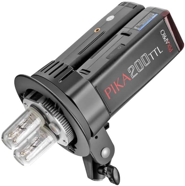 Pixapro PIKA200 Portable Battery Powered Flash | 5600x Strobe Lights Photography Lighting | Godox AD200 LED Studio Video Light (Dual Bracket Kit with Trigger, Compatible with Canon)