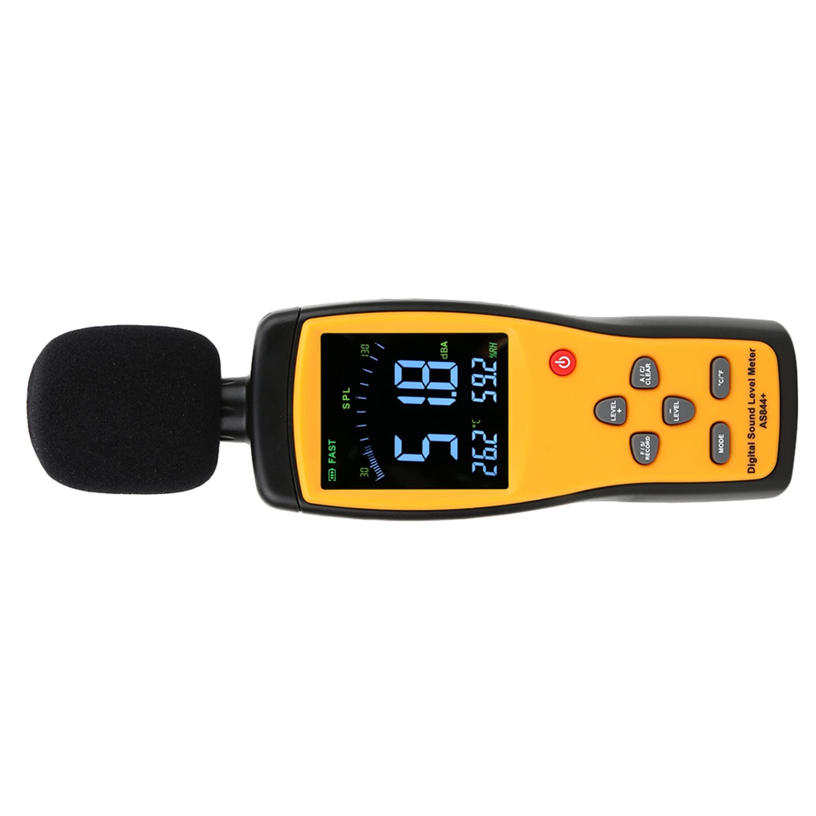 Fafeicy AS844+ Digital Decibel Meter Miernik Poziomu Szumu Miernika Szumu z Wyświetlaniem Danych LCD Storage 15000 Zestawów USB Pobierz do Ruchu Home Library Monitorowanie Szumów