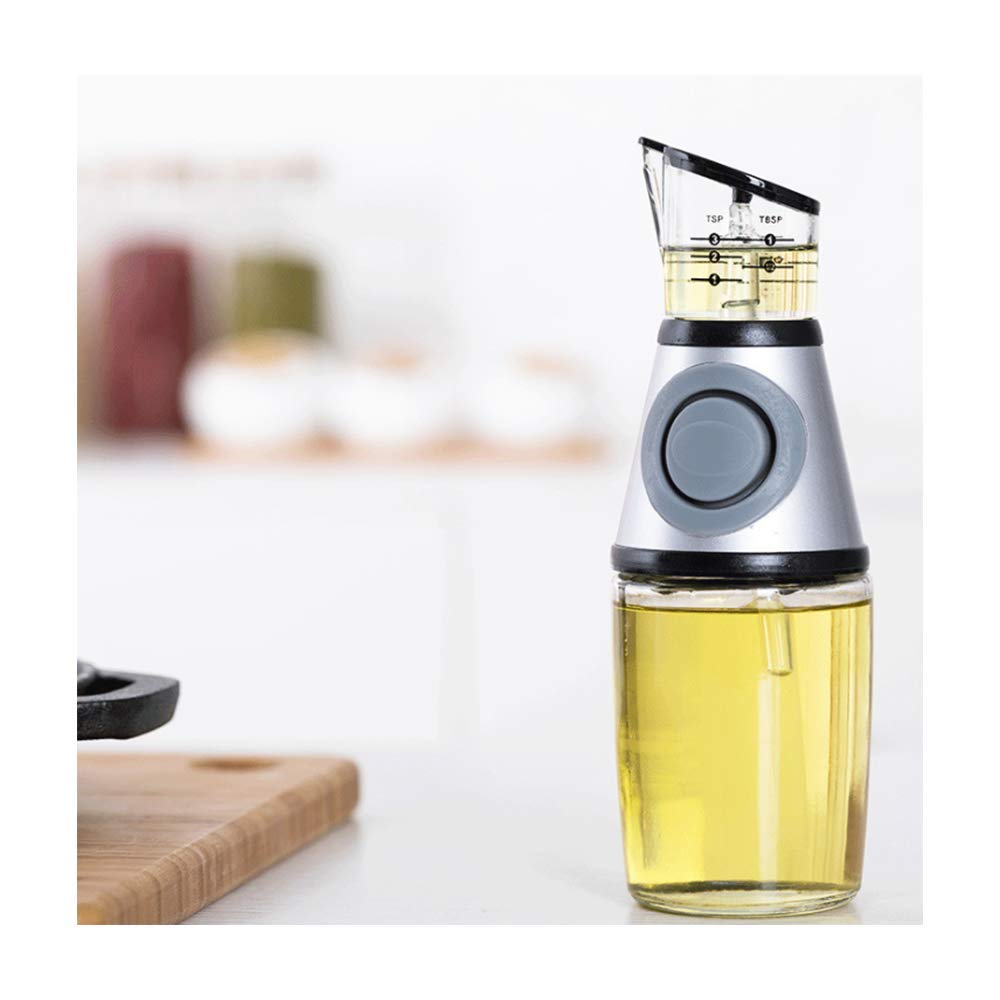 Botella Dispensadora Oliva Botellas Dispensadoras Vertedor Cocina Vinagrera con Dispensador para De Vinagre (Plateado, 12,3 Oz / 350 Ml)