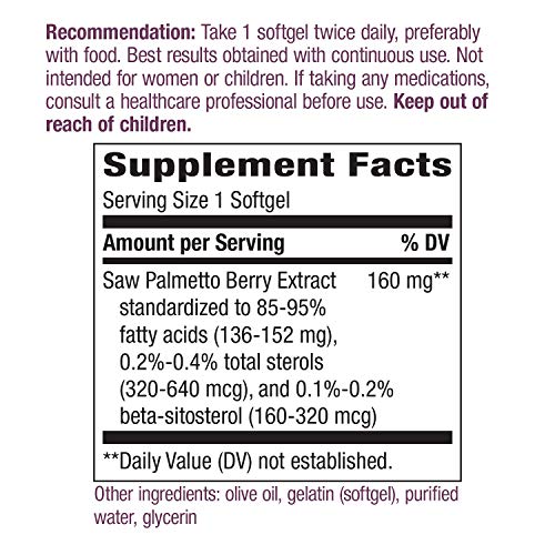 Nature's Way Saw Palmetto, 160 Mg Per Serving, 60 Softgels #TOP2