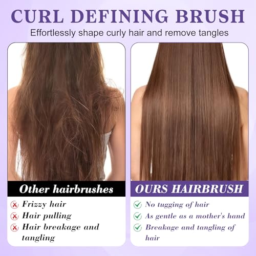 Lockenbürste für Definierte Locken – Antistatische Stylingbürste mit Belüftungsdesign für Nasses & Trockenes Haar, Ideal für Lockige Haare und Volumenpflege(Lila)