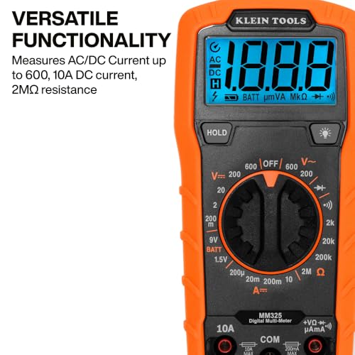 Image of Klein Tools 80196 Digital Multimeter Kit with Case, Manual-Ranging 600V AC /DC Voltage Tester, Tests Batteries, Current, Resistance, Diodes, and Continuity, Protective Carrying Case