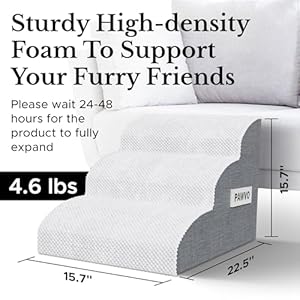 Dog Stairs for Small Dogs 15.7''H, 3-Step Dog Ramp for Bed for Couch with Elastic Side Handle, Removable & Washable Cover, Stylish Bandana - Pet Ramp for Cats, Small Dogs Dog Stairs for Small Dogs 157H 3 Step Dog Ramp for Bed for Couch with Elastic Side Handle Removable Washable Cover Stylish Bandana Pet Ramp for Cats Small Dogs