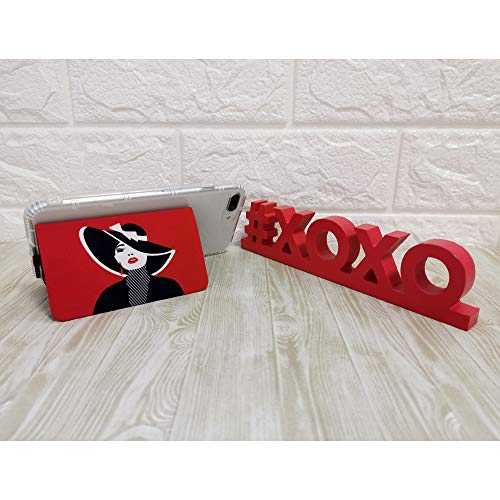 Image of Tainada Phone Adhesive Flip Credit Cards /Cash Holder with Detachable Wristlet and Built-in Stand, Stick On Phone Wallet for iPhone, Android and Most of Smartphones (Lady Red)
