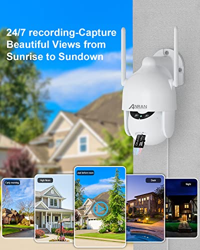 ANRAN 2K WiFi Outdoor Security Camera: 3MP PTZ Dome with 360° View, Motion Tracking, Siren, Night Vision, and 2-Way Audio