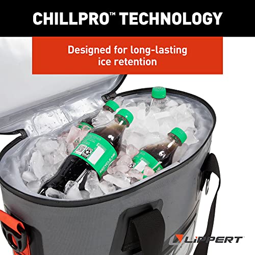 Image of Lippert Adventure Pro 30-Can Soft Insulated Cooler Tote Bag, Up to 20 lbs. of Ice, 22-1 /2 Quarts of Water, 8-1 /4 inch x 20 inch x 17-1 /2 inch Wide Mouth Opening, Padded Handle & Shoulder Strap - 2021099913