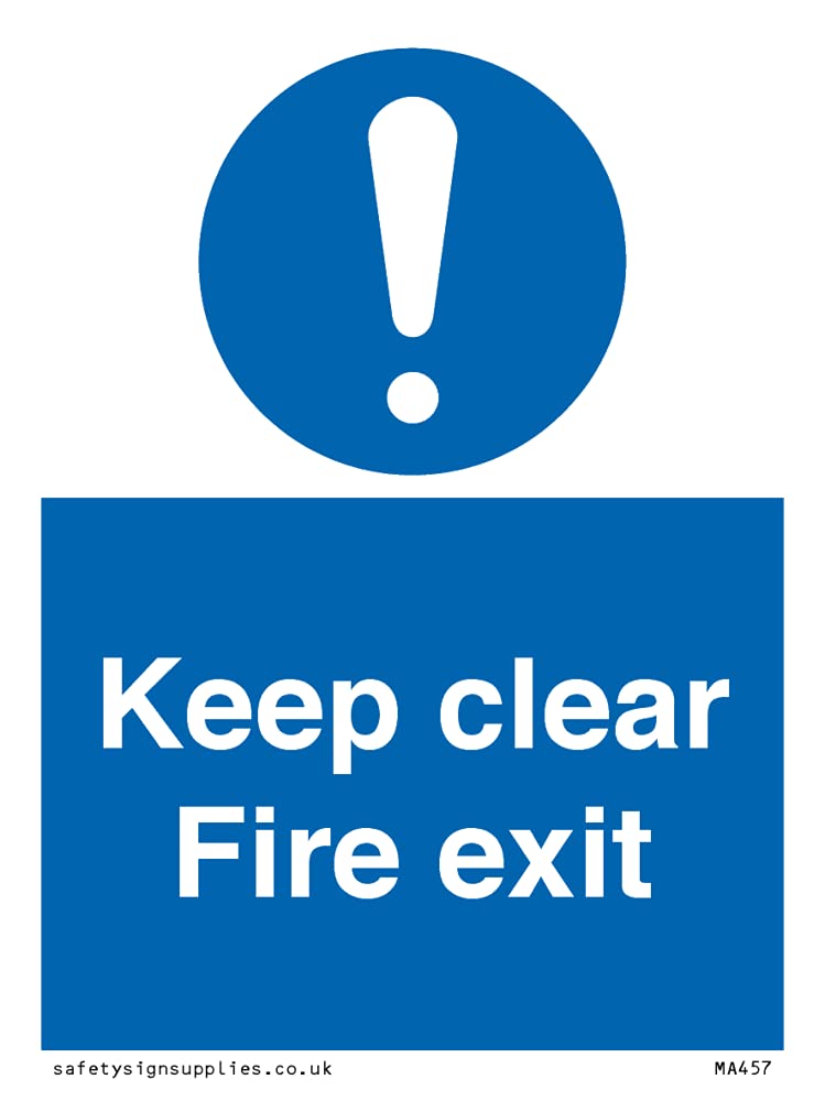 Pack of five - Keep Clear fire exit Sign - 75x100mm - A7P