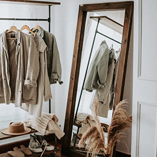 HANNUN - Espejo de Pared y Cuerpo Entero Marini | Madera Maciza de Pino Origen sostenible | Color Nogal Envejecido - 182 x 82 cm Cover