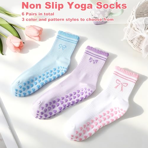 Image of Jspupifip Cute Pilates Socks for Women | Non Slip Yoga Socks with Grips for Barre Workout Athletic Hospital