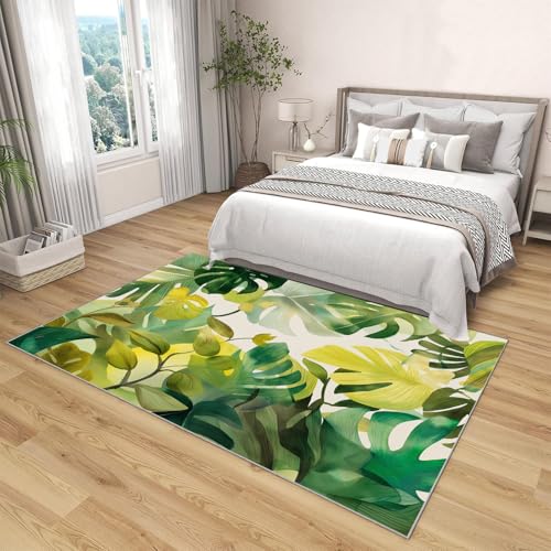 Tapis Monstera aquarelle grand format 150x210cm tapis de salon vert olive - 4