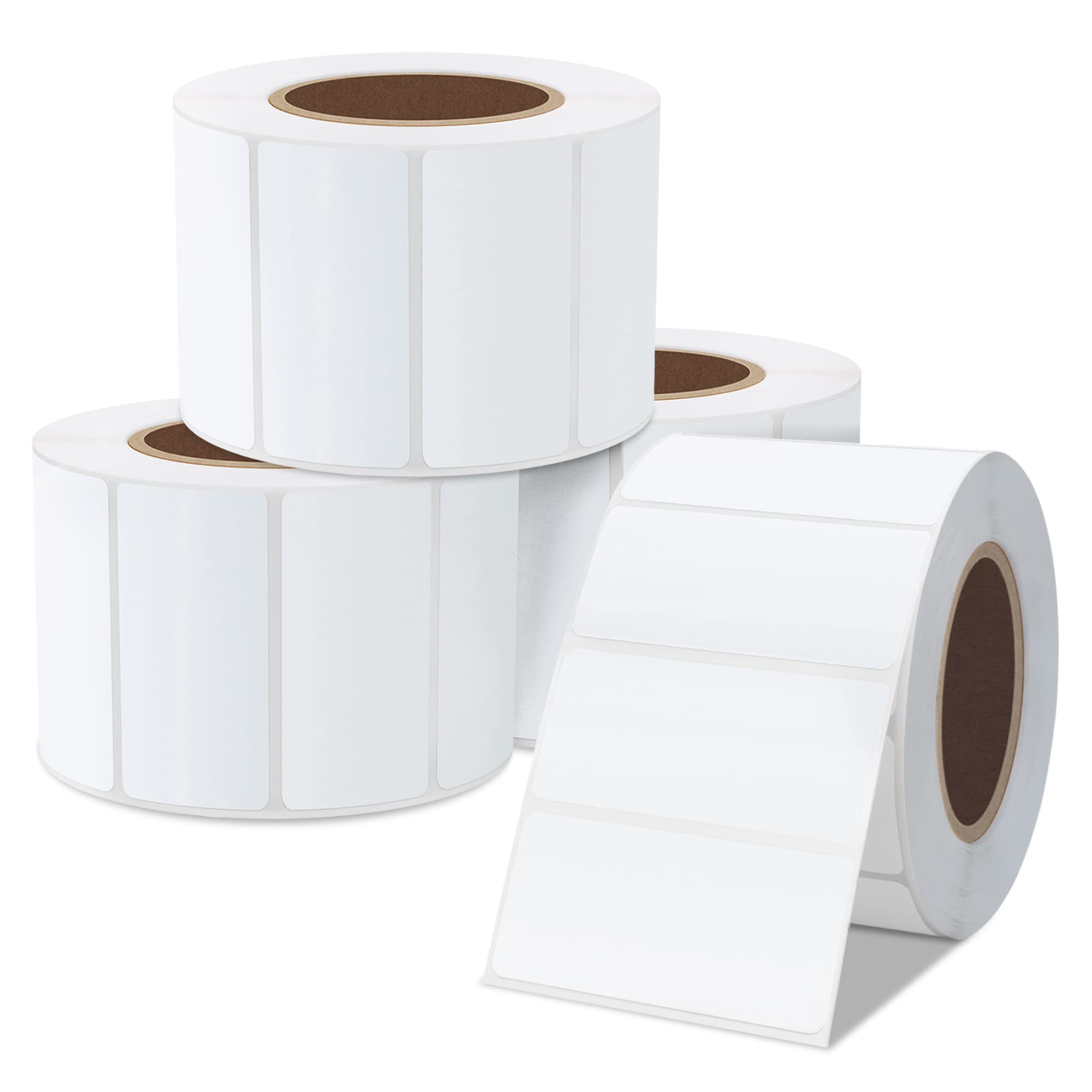 Hybsk 2x1 inch Direct Thermal Labels for Barcodes, Address, Compatible with Rollo Label Printer & Zebra Desktop Printers (2"x1",4 Rolls White)