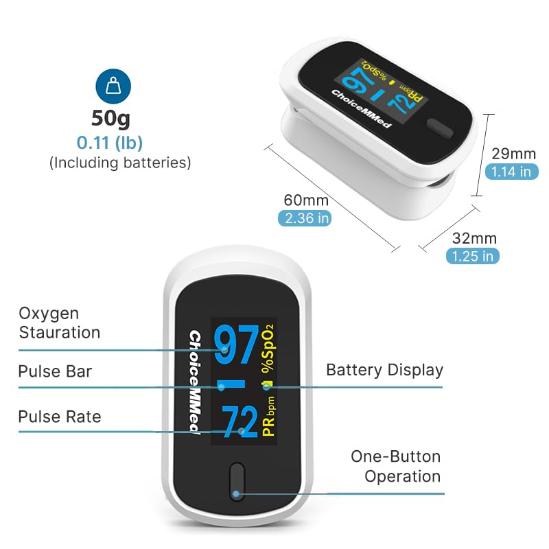Choicemmed MD300cn310 Fingertip Pulse Oximeter | Pulse rate | Oxygen saturation | High accuracy | Easy operated and Carrie - Pack of 1 Choicemmed MD300cn310 Fingertip Pulse Oximeter | Pulse rate | Oxygen saturation | High accuracy | Easy operated and Carrie - Pack of 1