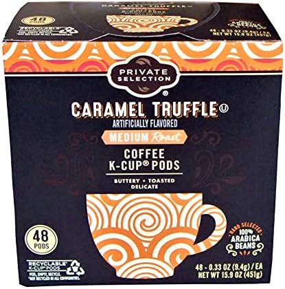 Private Selection Caramel Truffle Arabica Bean Coffee Single Serve Pods 48 Count Medium Roast