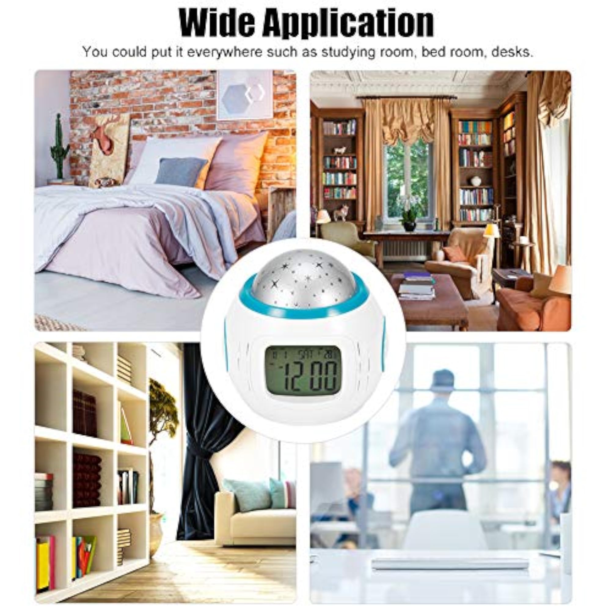 Music Clock, Durable Projection Alarm Clock for Home