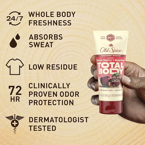 Old Spice Whole Body Deodorant Cream for Men, Aluminum Free, Black Cherry + Bourbon Scent, 24/7 Odor Protection, 24/7 Freshness, Dermatologist Tested, Gentle on Skin, Safe to Use All Over, 3.0 oz - image 3