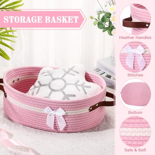 Image of Colingmill Large Woven Basket for Gifts Empty Set with Gift Bags and Ribbon Gift Baskets and Wrapping Set Storage 14 inchx 10 inchx 5.5 inch Decorative Box for Class of 2026 Graduation(Pink)