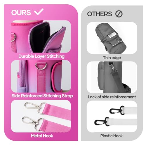 Image of linmaya Water Bottle Carrier Bag with Phone Pocket for Stanley Cup 40 /30oz,Insulated Neoprene Water Bottle Holder Cross-boday Bag with Adjustable Shoulder & Handheld Strap Stanley Cup Accessories