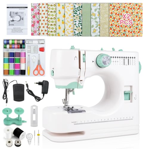 Máquina de Coser Eléctrica Portátil con Prensatelas de Aguja Doble Intercambiable, 12 Patrones + Control Velocidad, Kit Completo con 20 Telas Florales (20x20 cm), Pedal y 60+ Accesorios para Principia Máquina de Coser Eléctrica Portátil con Prensatelas de Aguja Doble Intercambiable, 12 Patrones + Control Velocidad, Kit Completo con 20 Telas Florales (20x20 cm), Pedal y 60+ Accesorios para Principia