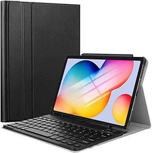 ZtotopCase Tastatur Hülle für Samsung Galaxy Tab S6 Lite 10.4 2020, Magnetisch Abnehmbarer QWERTZ LayoutTablet Tastatur mit Ständer PU Schutzhülle für Samsung S6 Lite -Schwarz