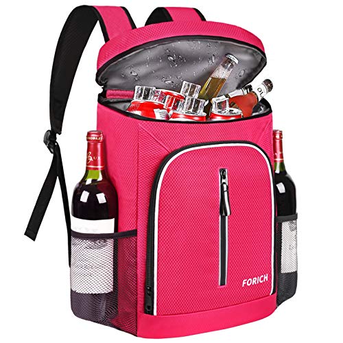 Image of FORICH Soft Cooler Backpack, 30L Capacity, Rose Red, Polyester, Suitable for Outdoor Activities