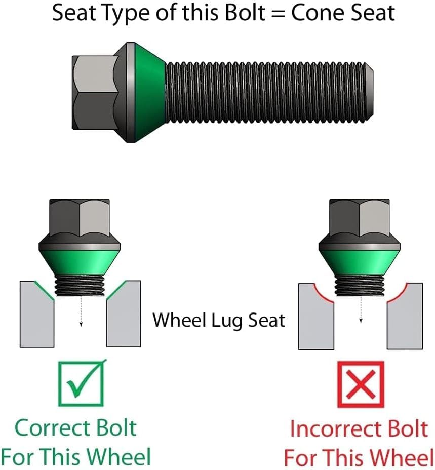 Miniatura 6 de Wheel Accessories Parts 20 piezas M15 x 1.25 15 x 1.25 rosca Bellota para asiento de asiento de bellota, acabado negro, longitud del vástago de