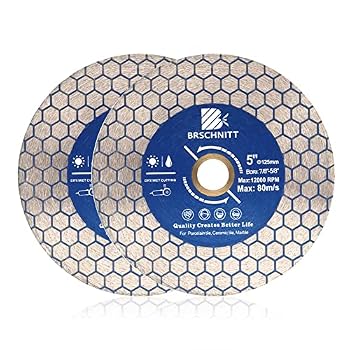 Diamond Granite Cutting Wheel 5inch - BRSCHNITT 2pcs 125mm Vacuum Brazed Angle Grinder Diamond Blade for Dry and Wet Cutting Grinding Porcelain,Tile,Ceramic Tile Stone,Marble,Quartz,Granite