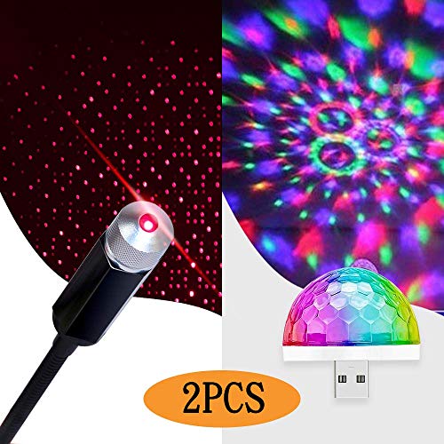 QIAQI Romantic Auto Roof Star Projector Lights with USB Mini Disco Light, Car