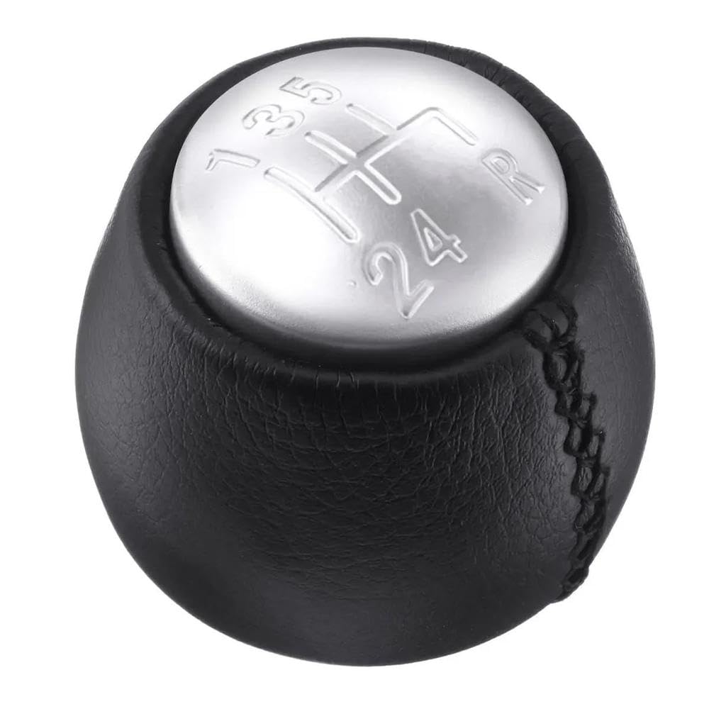 Hyasdbwe Silver 5 Speed 5 6 Speed Car Manual Gear Shift Knob Pu Leather Lever Shifter Round Handball 55347088 For Alfa Romeo For Gt 147 166 3.2 V6 Gear Shifter Parts(Silver 5 Speed)