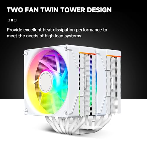 Image of KF620-DGT CPU Air Cooler, Dual ARGB PWM Fans, 6 Heat Pipes, Digital Display Top Cover - High-Performance Cooling for AMD:AM4 AM5 /Intel LGA 1700 /115X /1200 /1366 /1851 PC Cooler(White)