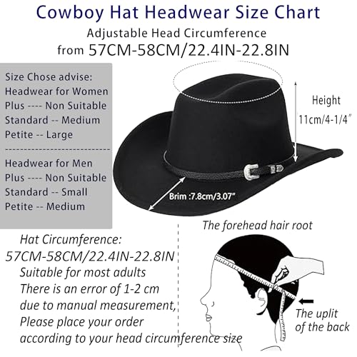 Vintage Western Cowboy Hat for Men Outback Cowgirl Hat M/L3