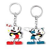 Material: Legierung EU_LevinArt Cuphead Schlüsselring Cuphead Mugman Schlüsselbund Telefon Zubehör Schmuck