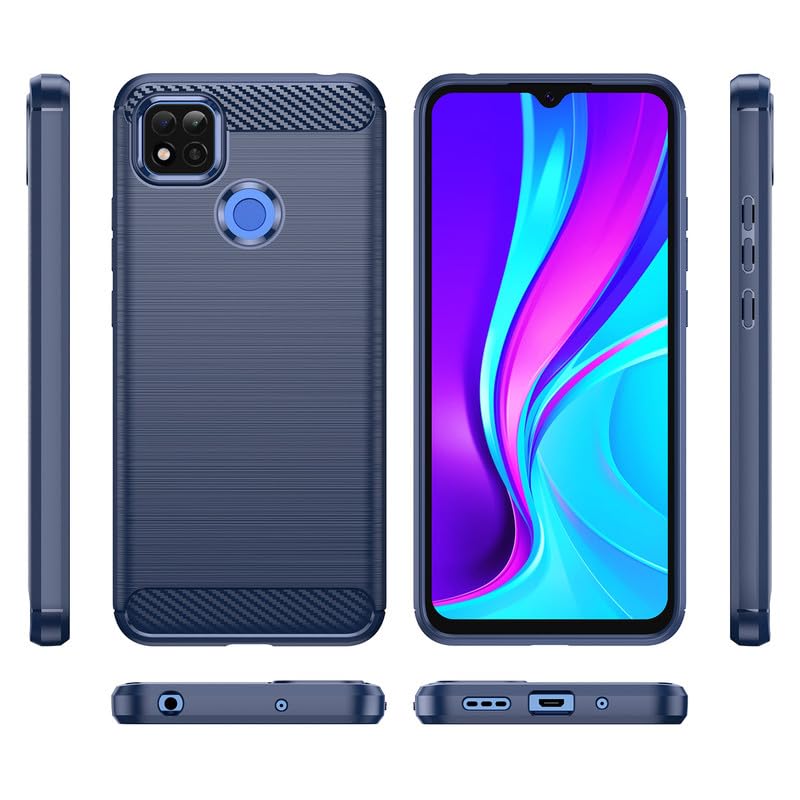 Image of Hybrid Carbon Fiber Back Case for Redmi 9C / Redmi 10A / Poco C31 (Blue)
