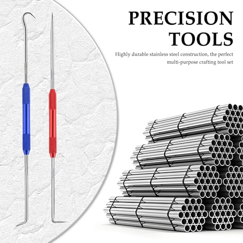 Image of Salior 4PCS CarbonSteel Hook Tool and Pick Set,Double End Pick and Hook Set Auxiliary Dismantling Fittings,Universal O Ring Pick Set and Hook Tool Car Accessories Fit for Most Vehicles (Red+Blue)