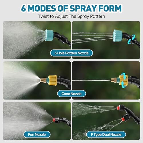 Battery Powered Sprayer, 2 Gallon Electric Sprayer Battery Operated with 4 Mist Nozzles, 2 Speeds, Battery Indicator, 41" Telescopic Wand, Rechargeable Handle, Weed Sprayer for Lawn Garden Yard — view 5