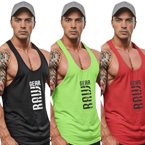 Image of furrr Men's Round Neck, Sleeveless, Super Combed Gym Vest (Pack of 3)