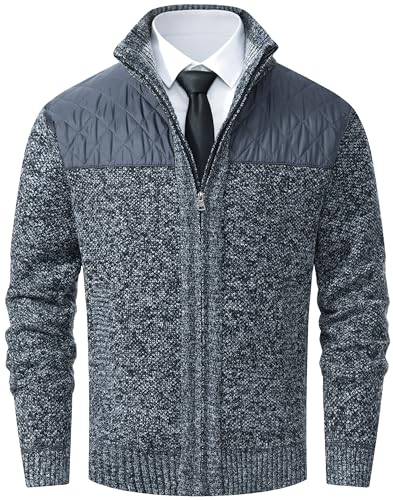 Image of Vcansion Men's Classic Cardigan Sweaters Stand Collar Slim Fit Casual Knitted Sweater