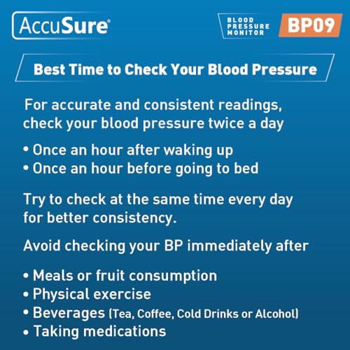 Image of AccuSure BP09 Digital Blood Pressure Monitor - Automatic Upper Arm BP Machine for Home Use, Large Display, WHO Indicator, Dual User Memory, Adjustable Cuff (22-40 cm), USB Type-C & Battery Powered | 2 Year Warrenty-blue
