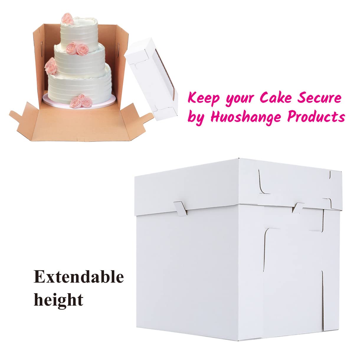 Cajas para pasteles de 12 x 12 x 10 pulgadas [10 unidades] Cajas de panadería blancas de alta calidad con ventana para pasteles de 10 pulgadas, recipientes desechables para pasteles