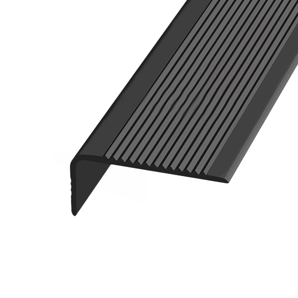 ZTZBFGM Black,1 m/39.37 in, Non-Slip Rubber Stair Nosing - Adhesive PVC Edge Protector for Indoor Outdoor Steps