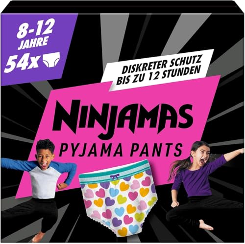 Ninjamas - Ninjamas Pyjama Pants Herzen, 54 absorbierende Nachthöschen, 8 Jahre, 27kg-43kg, Auslaufschutz für die ganze Nacht - -28%