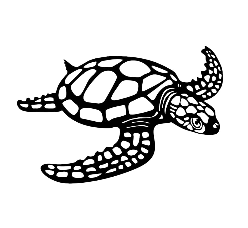 SOBEIT 15.7" Sea Turtle Metal Wall Art, Black, Unframed, Indoor/Outdoor, Nautical Rustic, Multi-room Decor