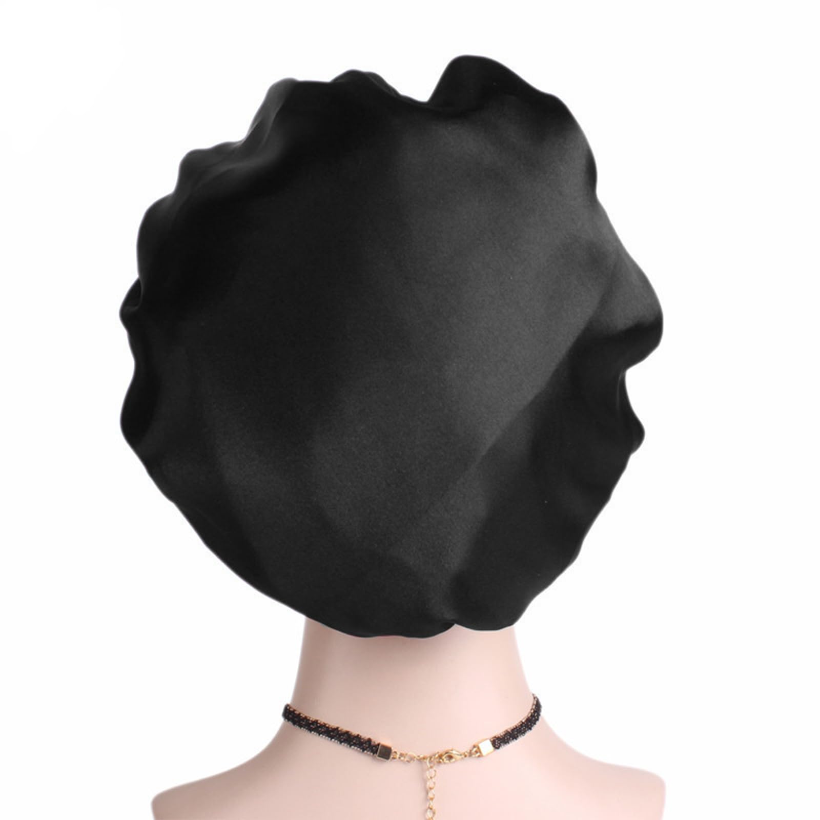 Lot de 2 Bonnets de Nuit en Soie - pour la Nuit - pour la Nuit - pour protéger Les Cheveux - Bonnet de Sommeil en Satin - Bonnet de Sommeil pour Dormir - Noir