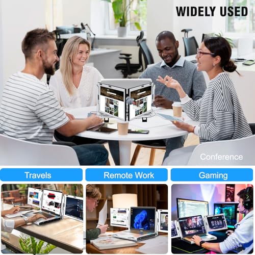 Image of KEFEYA Laptop Screen Extender for 11 inch-17 inch Laptop, Upgraded 360 Rotation Triple Monitor for Laptop- 10.1 inch Portable Screen Extender Full IPS - HDMI /USB-A /Type-C Plug & Play for Wins /Mac /Chrome