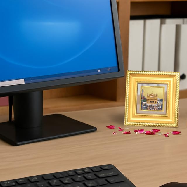 Image of DIVINITI Sachkhand Shri Darbar Sahib (Golden Temple) 24K Gold Plated Foil Tabletop Photo Frame for Home Decor, Puja Room, Luxury Gifting | DG Frame 015 S1A (10x10 CM)